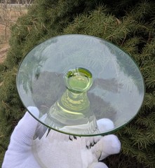 Rare! Vintage Utility Glass Works True Vaseline Bi-Colored Stemware UGWS-07