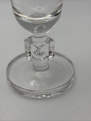 Fluted Champagne Glasses Set 2 W/square Stem Thick Base 6.25” Tall Clear Glass