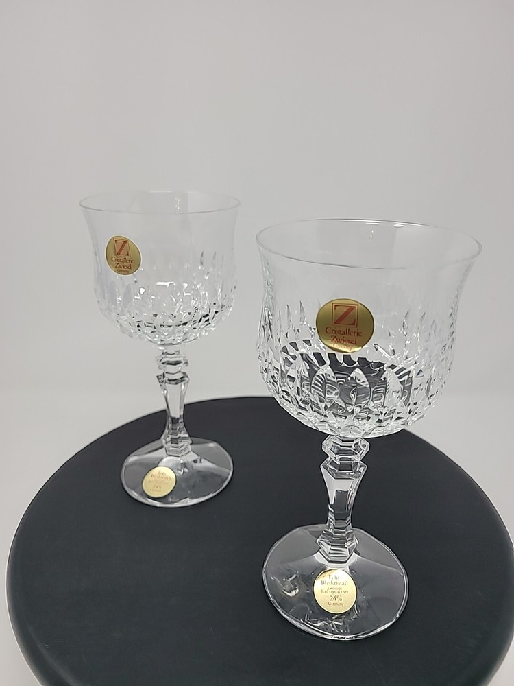 TWO Vintage Cristallerie Zwiesel German Echt Bleikristall Crystal Glasses