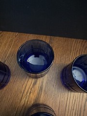 Anchor Hocking Cobalt Blue Tartan Tumblers Rocks Glasses 10oz Set of 4