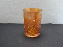 Antique Dugan Marigold Carnival Maple Leaf 8 oz Tumbler Glass