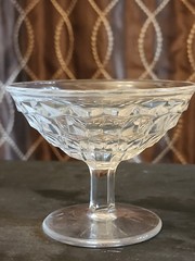 Pair of 2 Vintage Fostoria American Cubist Clear Glass Dessert Cups, 4 oz