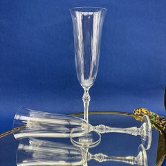 Beautiful Crystal Pair Of 10” Ribbed Champagne Toasting Flutes Glasses