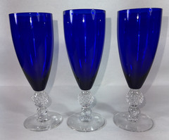 3 Morgantown #7643 GOLFBALL Parfait Glasses in RITZ BLUE (COBALT)