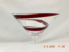 New Pier One Cosmopolitan Red Swirline 3 Martini Glasses 6.5″ Tall 8oz w2s10