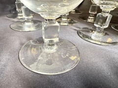Set of 11 Vintage Reizart Crystal Water Glasses Cube Stem Etched Wheat Pattern