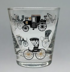 Vintage MC Libbey Horseless Carriage Whisky Rocks Glass Retro Barware