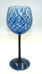 Randy Strong Art Glass Blue Wine Hock Goblet