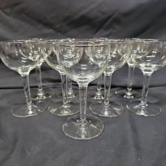 9 Vintage Wine Goblets Glasses 5 Inch Minimalist Look Solid Stems