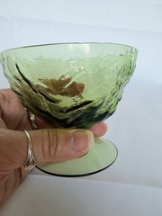 3 Morgantown Seneca Glass Driftwood Modern Avocado Green Sorbet Sherbet T8