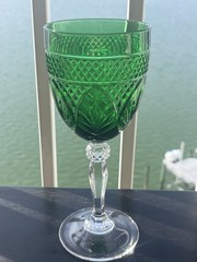 Cristal d’ Arques Durand Antique Emerald Water/Wine Goblet Made In France