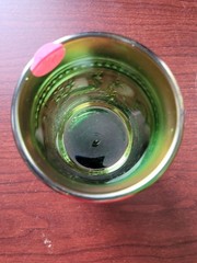 Super Pretty Emerald Green Carnival Glass Peacock at The Fountain Tumbler