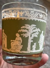 VTG Wedgwood Jasperware Hellenic Jeanette Green Greek Cocktail Glasses Set of 7.