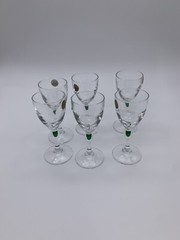 Set Of 6 Cristal d’ Argues France Venice Emerald Teardrop Crystal Sherry Glasses