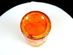 Jain Carnival Glass India Marigold Crown Of India Vintage 5 1/2″ Tumbler 1935-