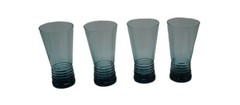 4x Libbey Daft Smokey Blue Beer Drinking Tumblers Vintage Glassware Set