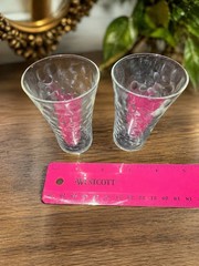 Vintage Clear Bubble Textured Drinking Glasses Set of 2 4” Tumblers
