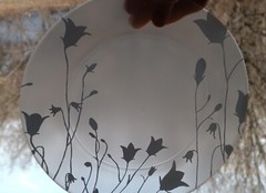 Arcoroc France Floral Frosted/Ice Blue Glass Dinner Plates 4 – 10 5/8”