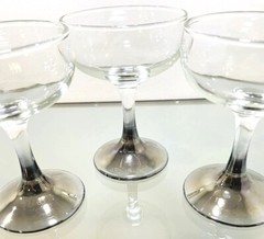 Silver Fade Petite Set Of 3 ~ 5 Oz Wine Glasses Goblets 4.5” Tall 3.25” Wide