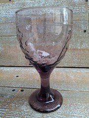 Libbey PURPLE AMETHYST Garden Vine WINE Goblet- Set of 4- Vintage Glassware USA