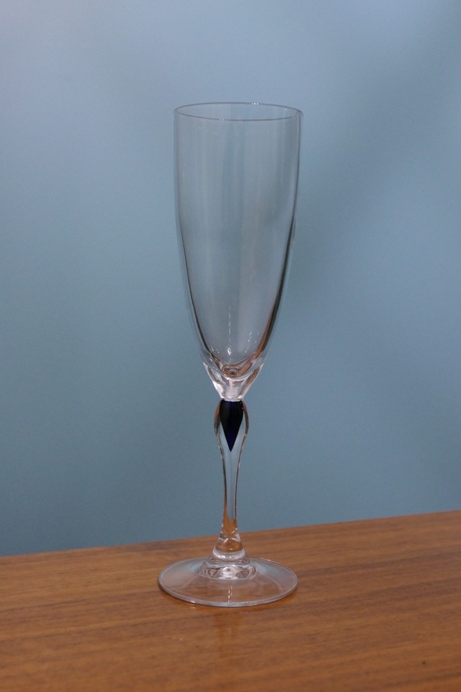 Champagne Flute with Cobalt Blue Drop in Stem