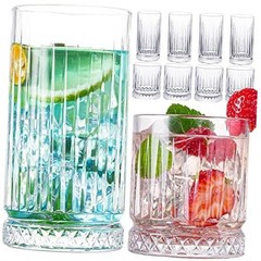 Crystal Drinking Glasses, Set of 8 Durable Glass Cups-4 Highball Glasses Modern