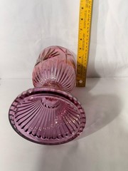 Pink Cut Glass Decorative Glass Goblet 7.5 in Height 4.5 in Diameter