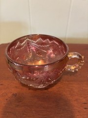 Antique Double Dahlia with Lens Rose Flash Punch Cup By U.S. Glass