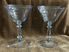 Cambridge ~ Caprice Moonlight Blue ~ Set of 2 Sherbet / Champagne Goblets ~ Mint