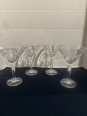 Set of 4 Godinger Cut Crystal Palm Trees South Beach Martini Glasses – 7 1/4″