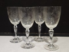 SET OF 4- Tiffin-Franciscan Parkwood Water Goblet ~ 7 3/4″ T ~ Cut Leaves