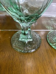 Set of 4 Libbey Chivalry Goblets Water Iced Tea Green Glass 6 1/2″ Textured