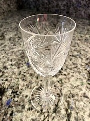 Vintage Wine Glass Florence (Pineapple ￼Cut) by Saint-Louis 6 3/4 in Pre Owned