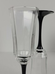 2 Vintage Luminarc Octime Crystal Black Stem Champagne Flutes Wine Glass France