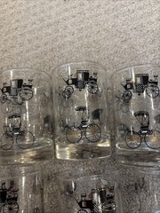 Libbey Carriage Buggy Coach Vintage Whiskey Bar Glasses Lot Of 6 Lowball MCM