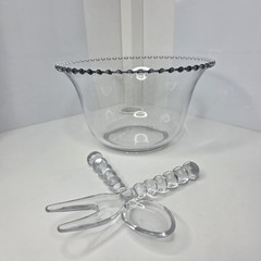 Imperial Candlewick Lot 12″ Punch Bowl Underplate 11 Cups Serving Fork Dip Bowl
