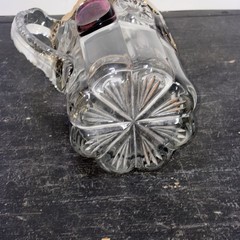 Vintage EAPG Bulls Eye & Starburst Pitcher W/ Amethyst Stain US Glass Co