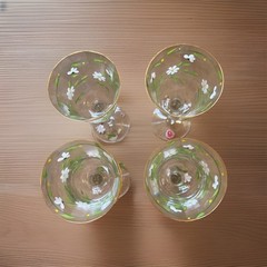 Vintage Romanian crystal wine glasses Hand Painted Gold Rim