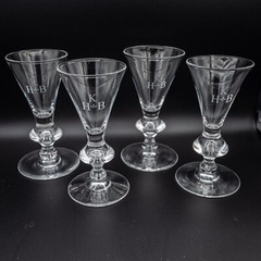 READ- Steuben Glass 7737 Sherry Wine Glasses 5 1/4″ H Set of 4 Teardrop MONOGRAM