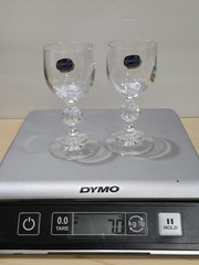 2 Czech Claudia Crystal Cordial Glasses Liqueur Shot Faceted Ball Stem VTG