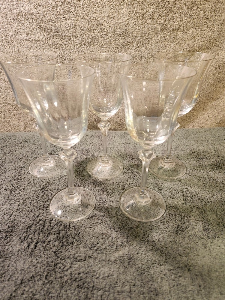 Vintage Lot Of 4 Oneida Fedora Crystal Water Wine Goblets Glasses