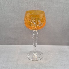 LAUSITZER CRYSTAL LA15 GRAPE VINE LEAF CUT-TO-CLEAR HOCK WINE GLASSES – SET OF 3