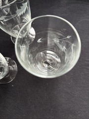 6 Vintage Sevron Moonglow Crystal Footed Iced Tea Glasses Tumblers