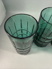 Vintage Anchor Hocking Tartan Plaid Emerald Green 16 Oz. Glass Tumblers Set Of 4