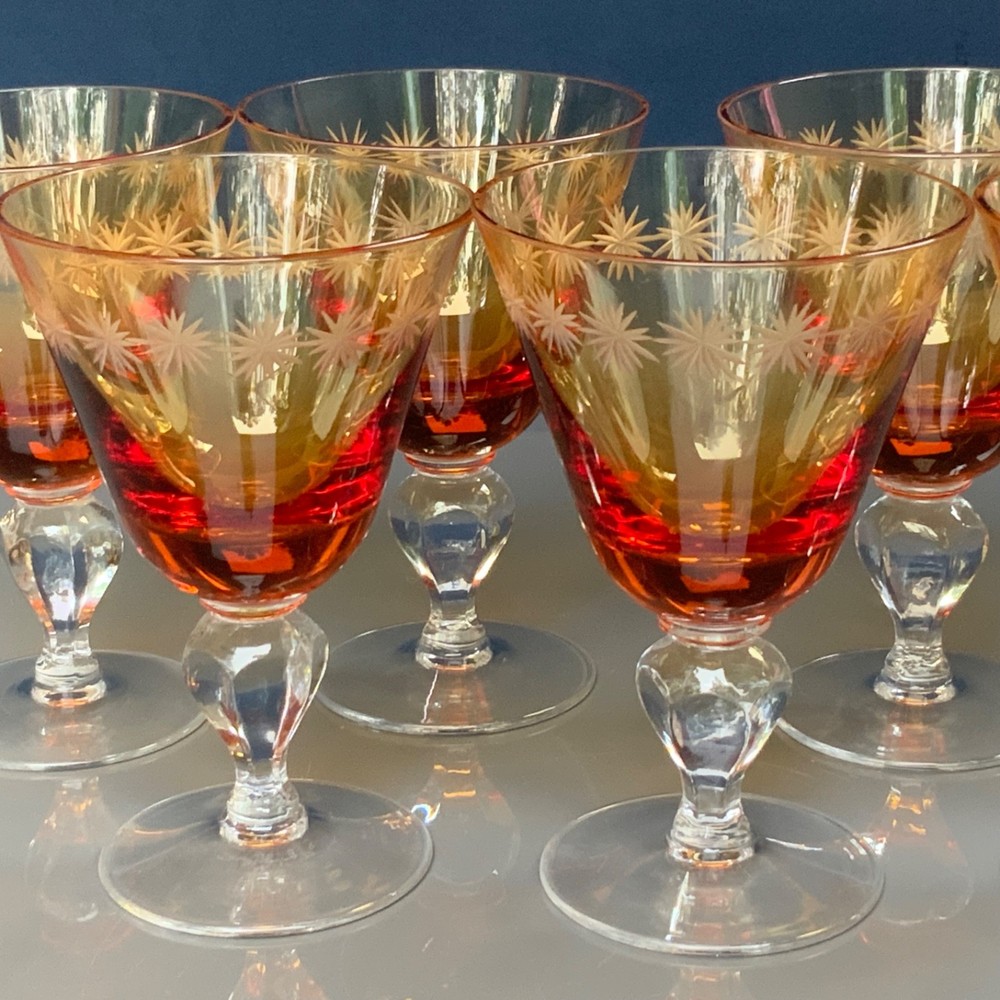 GUS KHRUSTALNY , Liquor glasses “GOLDEN WEDDING” 6pcs, USSR