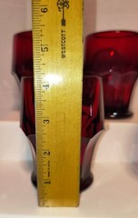 4 VTG GEORGIAN RUBY RED ANCHOR HOCKING HONEYCOMB TUMBLERS 5″