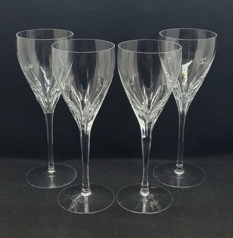 Set of 4 Lenox FIRELIGHT CLEAR Crystal Wine Glasses 7 7/8” No Panel Cuts, USA