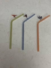 Bimini Austria Glass Animal Glass Straws Clear With Colored Stripe & Figure 1930