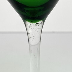 Set of 2 Martini Glasses Green Etched Indented Polka Dots Dimples
