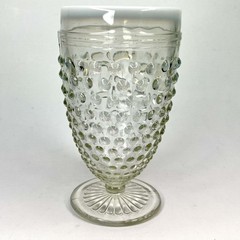 Goblet Water Cup Blue Opalescent Moonstone Hobnail Anchor Hocking Glass Lot Of 5